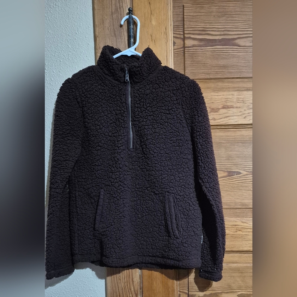Abercrombie & Fitch Pullover Women's Small Brown Sherpa Fleece Quarter Zip A&F
